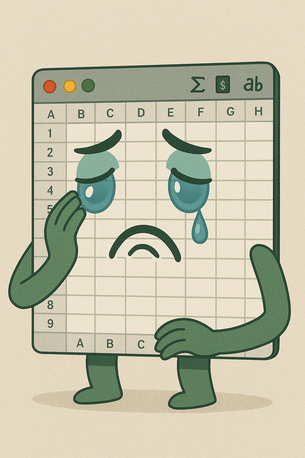 Glowing spreadsheet portrait with emotional depth